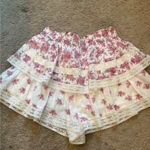 Altar'd State Pink Floral Lace Skort